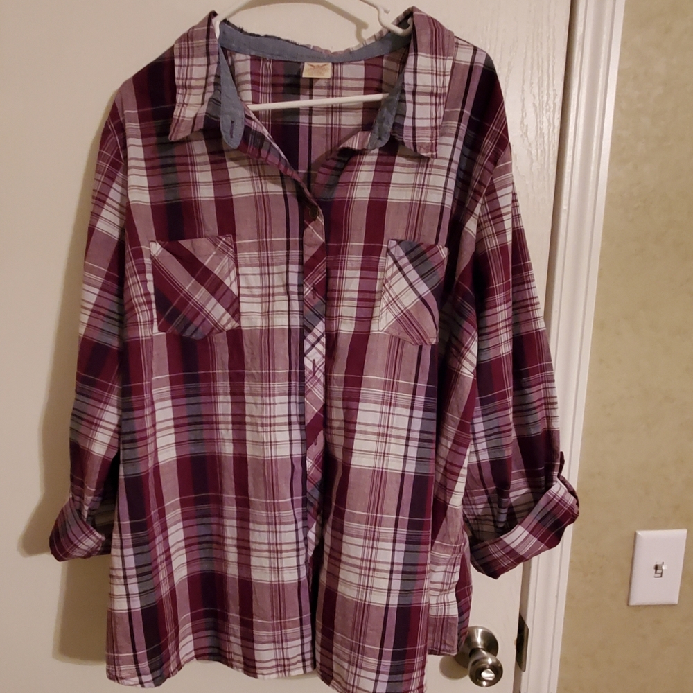 Faded Glory plaid long sleeve button up shirt 4X